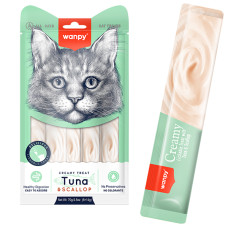 Wanpy Creamy Lickable Treats Tuna & Scallop ВАНПІ ТУНЕЦЬ З МОРСЬКИМ ГРЕБІНЦЕМ рідкі ласощі для котів , 0.07 кг., в пакунку 5 стіків по 14 г см.