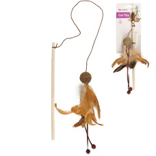Flamingo Penken Dangler with Catnip Ball ФЛАМІНГО М’ЯЧ ІЗ ПІР’ЯМ вудка дражнилка з котячою м’ятою іграшка для котів , довжина ручки 27 см см., Коричневий см.