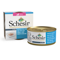 Schesir Tuna Aloe Puppy ШЕЗІР ТУНЕЦЬ З АЛОЕ в желе натуральні консерви для цуценят, вологий корм, банка 150г , 0.15 кг.