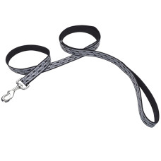 Coastal Lazer Brite Reflective Leash КОСТАЛ ЛАЗЕР БРАЙТ світловідбивний повідець для собак, 1.6смХ1.2м , Чорна ланка см., 1,6 см х 1,2 м см.