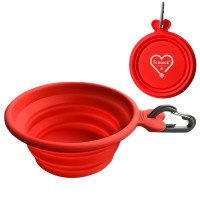 1st Choice Collapsible Silicone Pet Bowl ФЕСТ ЧОЙС БРЕНДОВАНА СКЛАДАНА МИСКА для собак та котів , 0.375 л., Червоний л., 15х13х5 см см.