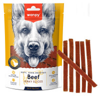 Wanpy Soft Beef Jerky Slices ВАНПІ В’ЯЛЕНА ЯЛОВИЧИНА З КАЧКОЮ СЛАЙСИ лакомство для собак , 0.1 кг., Яловичина кг.