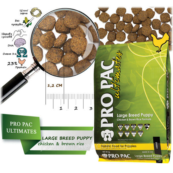 Сухий корм для цуценят великих порід Pro Pac DOG Large Breed Puppy Chicken Brown Rice Formula 20 кг
