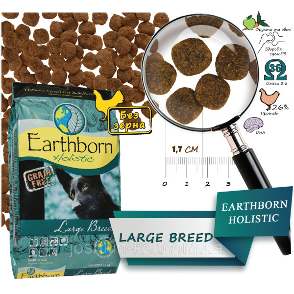 Сухий корм для собак великих порід Earthborn Holistic Large Breed 12 кг