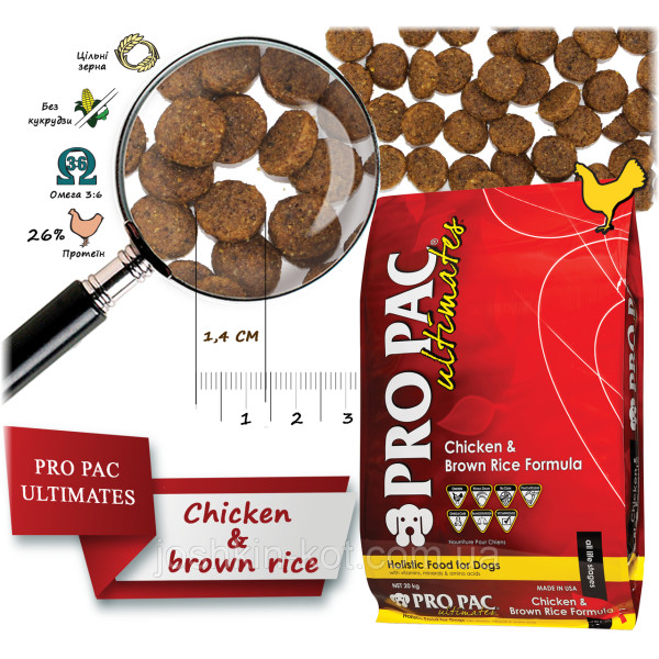 Сухий корм для собак Pro Pac DOG Chicken Brown Rice Formula 20 кг