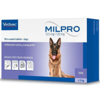 Таблетки Virbac Milpro Мілпро антигельмінтні, для великих собак 5 - 25 кг, 12,5 мг/125 мг, 1 таб