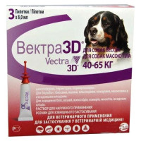 Краплі Ceva Vectra 3D Вектра 3Д від бліх і кліщів, для собак 40 - 65 кг, 8 мл (1 піпетка)