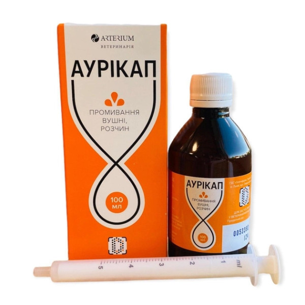 Розчин Arterium Аурікап для чищення та догляду за вухами у собак та котів, 100 мл