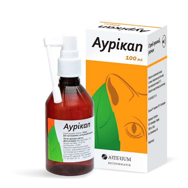 Розчин Arterium Аурікап для чищення та догляду за вухами у собак та котів, 100 мл