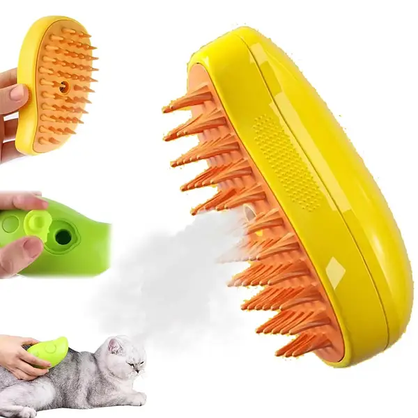Парова щітка-масажер спрей 3 в 1 Pet Spray Massage Brush USB для вичісування собак і котів з паровим розпилювачем