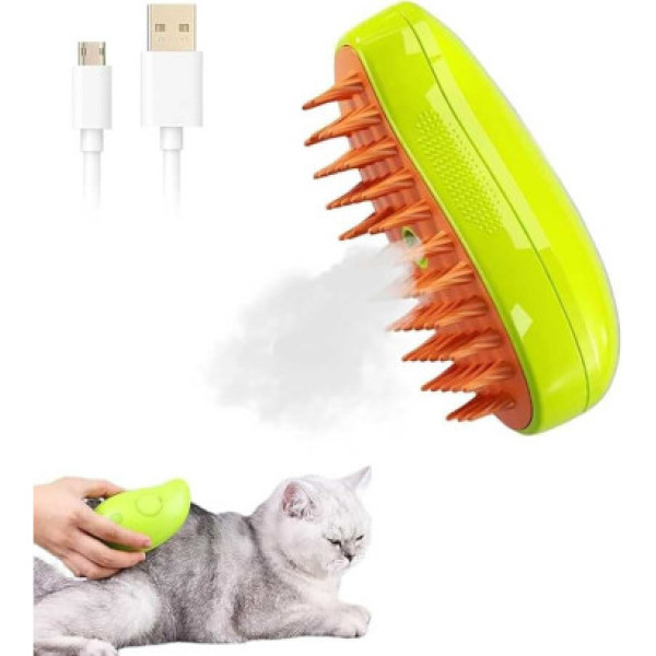 Парова щітка-масажер спрей 3 в 1 Pet Spray Massage Brush USB для вичісування собак і котів з паровим розпилювачем