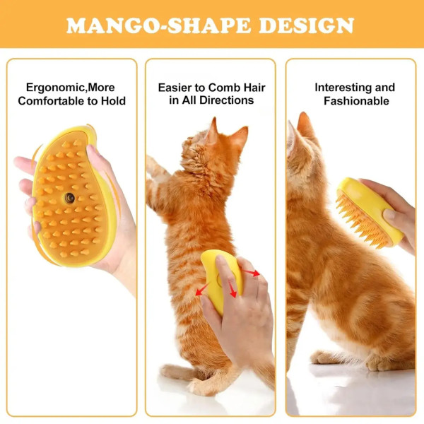 Парова щітка-масажер спрей 3 в 1 Pet Spray Massage Brush USB для вичісування собак і котів з паровим розпилювачем