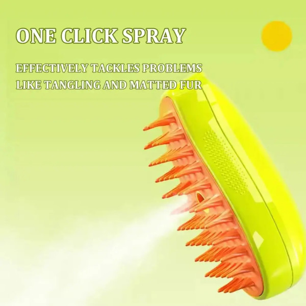 Парова щітка-масажер спрей 3 в 1 Pet Spray Massage Brush USB для вичісування собак і котів з паровим розпилювачем