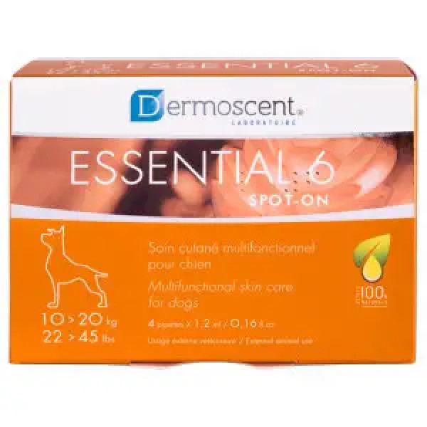 Мультифункціональний засіб Dermoscent Essential-6 spot-on, для догляду за шкірою і шерстю всіх типів, для собак 10-20 кг, (4піп.х1,2мл)