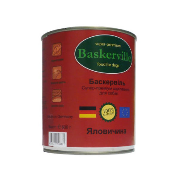 Консервований корм Baskerville "Яловичина" для собак, 800 гр