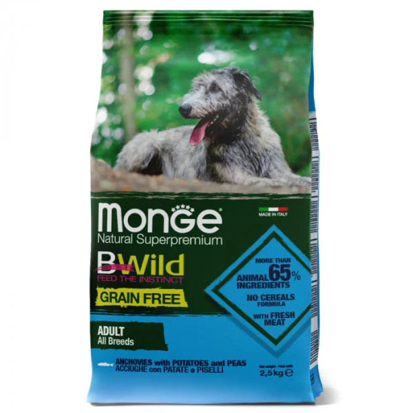 Сухой корм для собак Monge Dog Bwild Grain Free анчоус, 2.5 кг