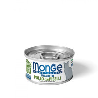 Вологий корм для котів Monge Cat Monoprotein м'ясні пластівці курка з горошком, 80 г