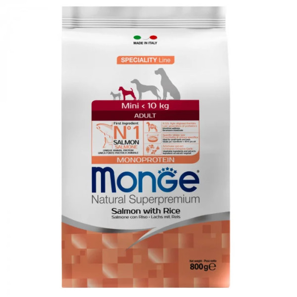 Сухий корм для собак Monge Dog Mini Adult лосось з рисом, 800 г