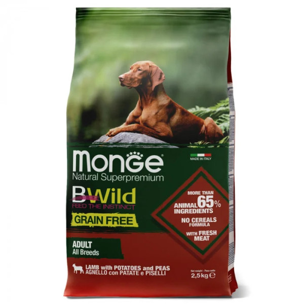 Сухий корм для собак Monge Dog Bwild Grain Free ягня, 2.5 кг