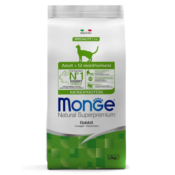 Сухий корм для котів Monge Cat Adult з кроликом, 1.5 кг