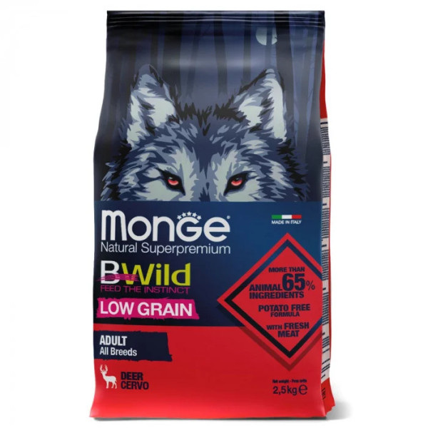 Сухий корм для собак Monge Dog Bwild Low Grain оленина, 2.5 кг