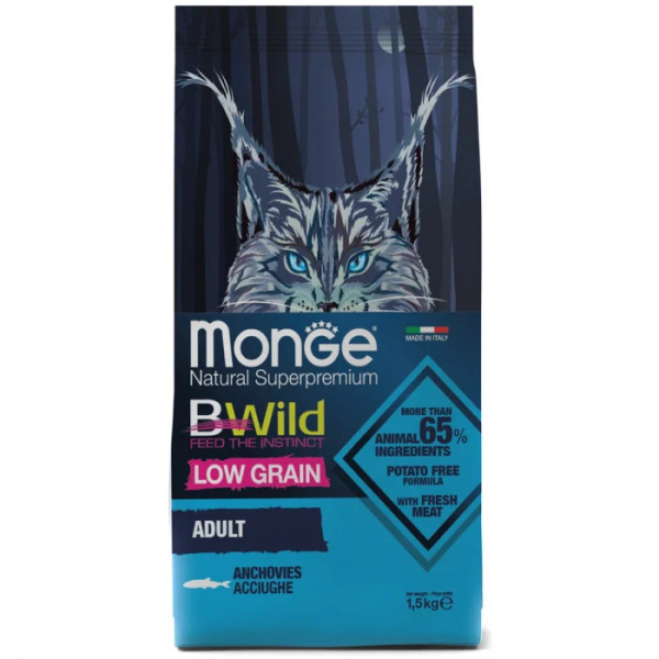 Сухий корм для котів Monge Cat Bwild Low Grain анчоус, 1.5 кг