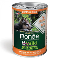 Влажный корм для собак Monge Dog Wet Bwild Grain Free Puppy & Junior утка, тыква и цуккини, 400 г