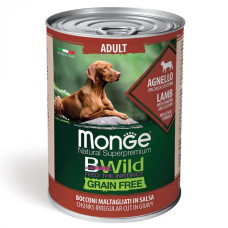 Вологий корм для собак Monge Dog Wet Bwild Grain Free Adult ягня, гарбуз та цукіні, 400 г