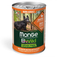Вологий корм для собак Monge Dog Wet Bwild Grain Free Mini Adult качка, гарбуз та цукіні, 400 г