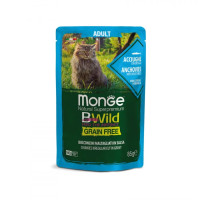 Влажный корм для кошек Monge Cat Wet Bwild Grain анчоус с овощами, 85 г