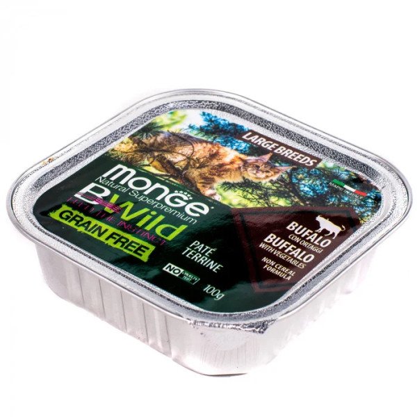 Вологий корм для котів Monge Cat Wet Bwild Grain Free буйвол (для котів великих порід з 2-х місяців), 100 г
