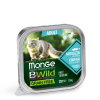 Вологий корм для котів Monge Cat Wet Bwild Grain Free Adult тріска з овочами, 100 г