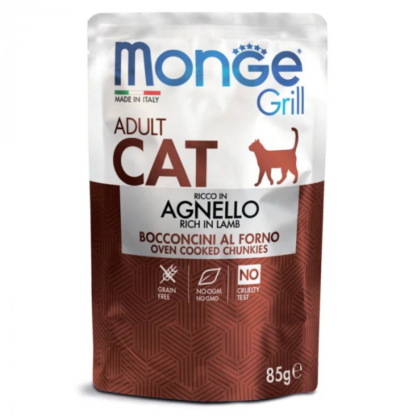 Вологий корм для котів Monge Cat Grill Adult ягня, 85 г