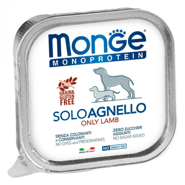 Влажный корм для собак Monge Dog Solo 100% ягненок, 150 г