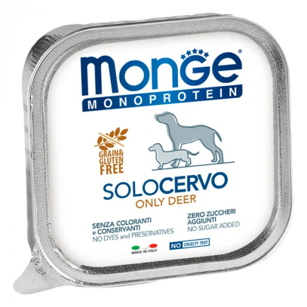 Влажный корм для собак Monge Dog Solo 100% оленина, 150 г