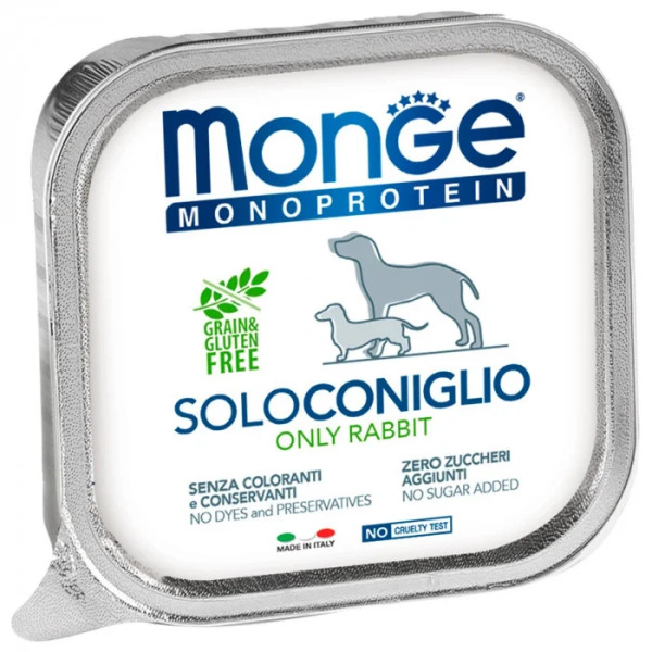 Вологий корм для собак Monge Dog Solo 100% кролик, 150 г
