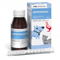 Порошок для приготування суспензії Біотестлаб Ципроколін при бактеріальних інфекціях у собак, котів, голубів, декоративних птахів, 100 мл