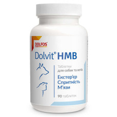 Таблетки Dolfos Dolvit HMB комплекс вітамінів для підтримки м'язів собак і котів, 90 таб