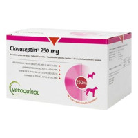 Таблетки Vetoquinol Clavaseptin Клавасептин 250 мг, для котів та собак при захворюваннях шкіри (аналог Синулокс)