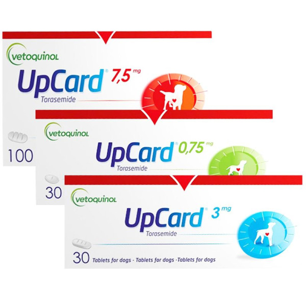 Таблетки Vetoquinol UpCARD Апкард 0,75 мг, диуретик при застійній серцевій недостатності для собак, 10 таб