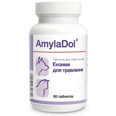 Таблетки Dolfos AmylaDol АмілаДол при порушенні травлення для собак та котів, 90 таб