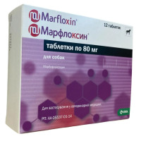 Таблетки KRKA Marfloxin Марфлоксин антибактеріальні для собак та котів, 12 таб/80 мг