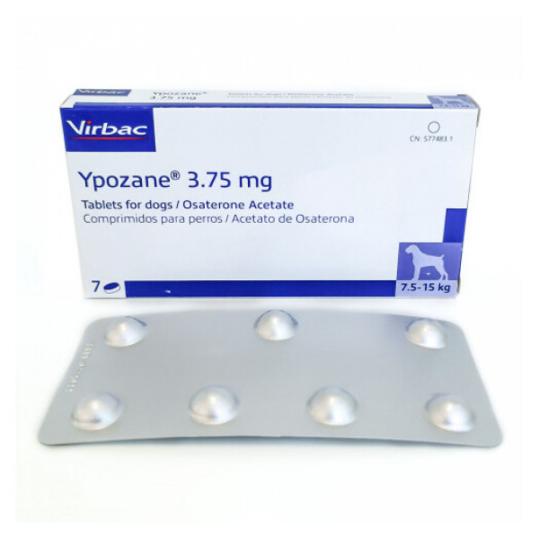 Таблетки Virbac Ypozane Іпозан М для лікування передміхурової залози, для собак вагою 7,5-15 кг, 7 таб/3,75 мг