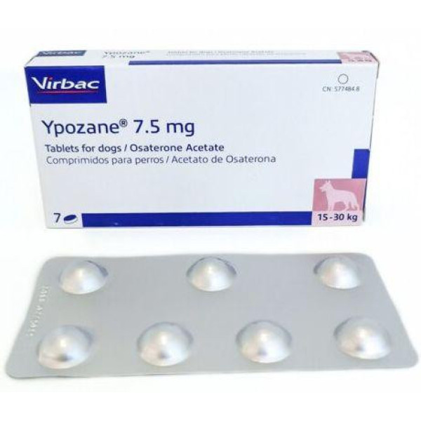 Таблетки Virbac Ypozane Іпозан L для лікування передміхурової залози, для собак вагою 15-30 кг, 7 таб/7,5 мг