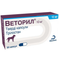 Капсули Dechra Vetoryl Веторіл 10 мг для лікування хвороби Кушинга у собак, 30 капсул