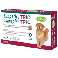 Таблетки Zoetis Simparica Trio Сімпаріка Тріо від бліх, кліщів, гельмінтів для собак 20-40 кг, 3 таб