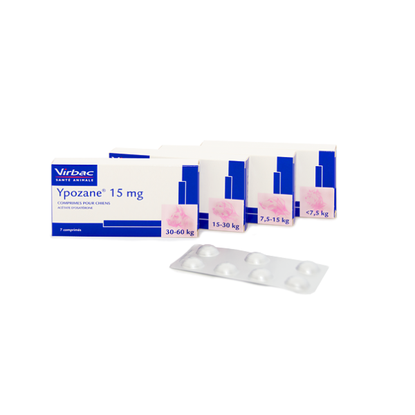Таблетки Virbac Ypozane Іпозан XL для лікування передміхурової залози, для собак вагою 30-60 кг, 7 таб/15 мг