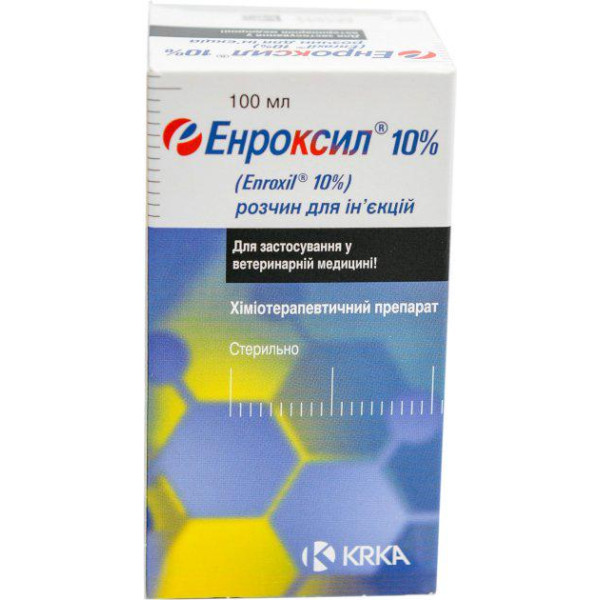 Розчин для ін'єкцій KRKA Enroxil Енроксил 10% антибактеріальний, 100 мл