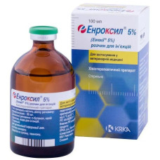 Розчин для ін'єкцій KRKA Enroxil Енроксил 5% антибактеріальний, 100 мл